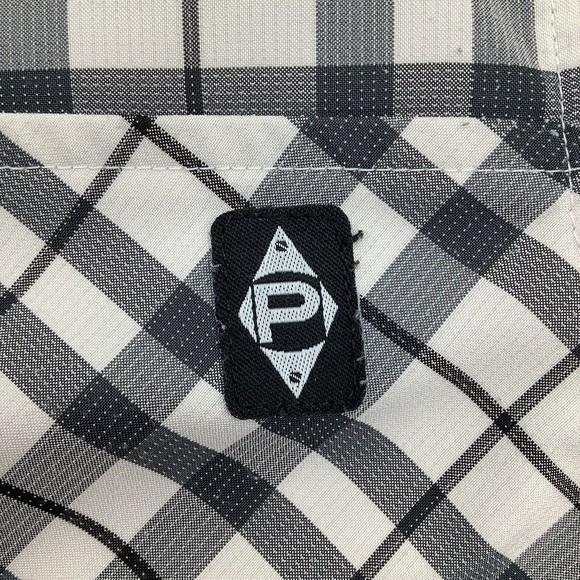 Panache Cyclewear Mens Short Sleeve Button Up Shirt Black White Plaid Size Large - Picture 5 of 8